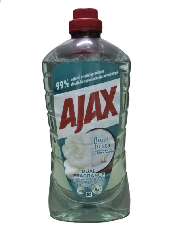 Płyn uniwersalny Ajax 1L Floral Fiesta Dual Gardenia zmienia się w Kokos