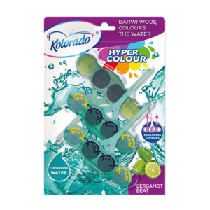 Kostka Zawieszka WC Kolorado Hyper Colour 3 szt x45g Turquoise Bergamot Beat