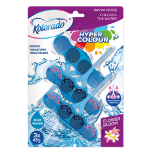 Kostka Zawieszka WC Kolorado Hyper Colour 3 szt x45g Blue Flower Bloom