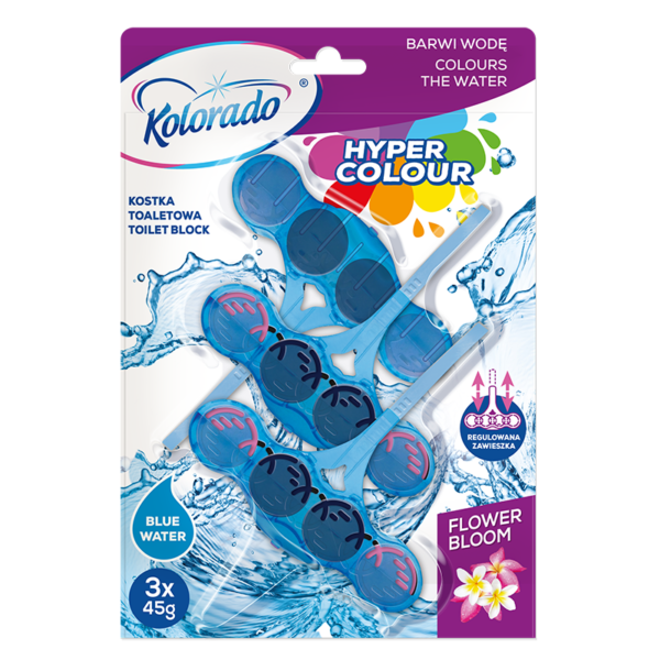 Kostka Zawieszka WC Kolorado Hyper Colour 3 szt x45g Blue Flower Bloom